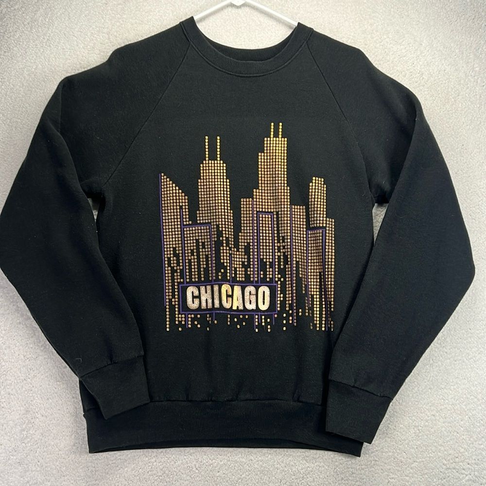Screen Stars Black Chicago Skyline Sweater